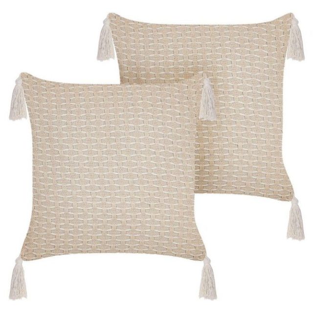 Prydnadskuddar Hakone set om 2 Beige, Fyrkantig