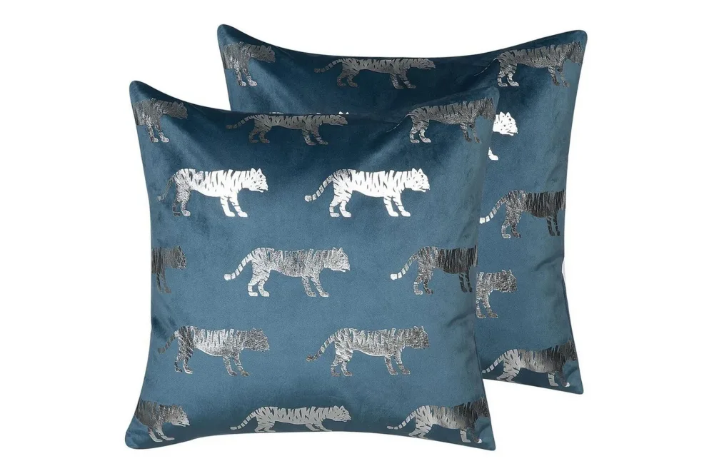 Prydnadskuddar Bluebell set om 2 Blå/Silver