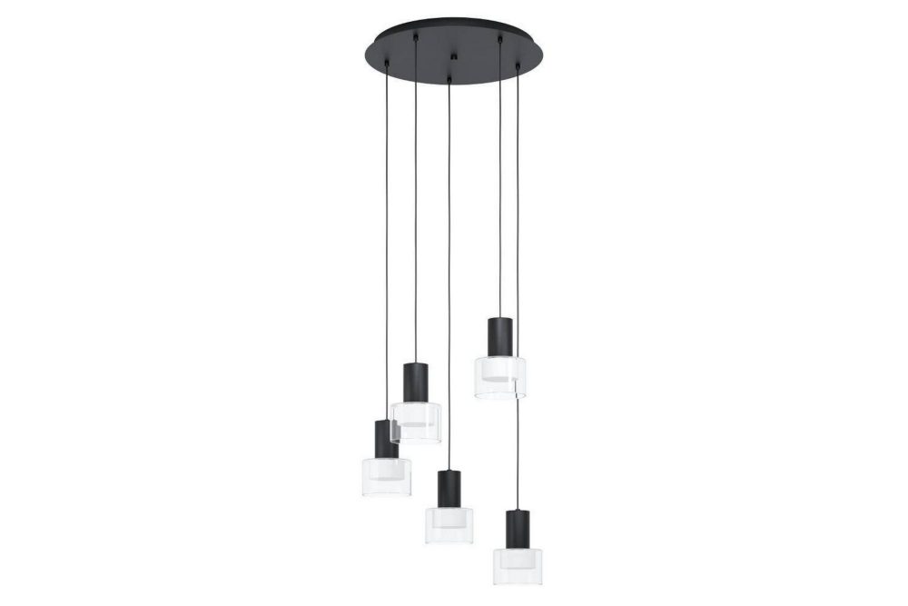Takpendel Eglo Molineros Svart/Transparent Rondell med 5 Lampor