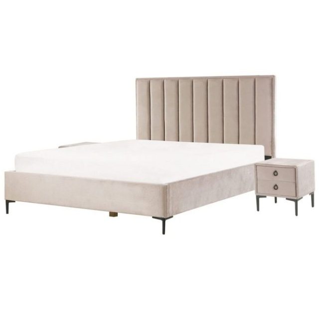 Sovrumsset Sezanne Beige/grå/svart, 180x200 cm, Sammet
