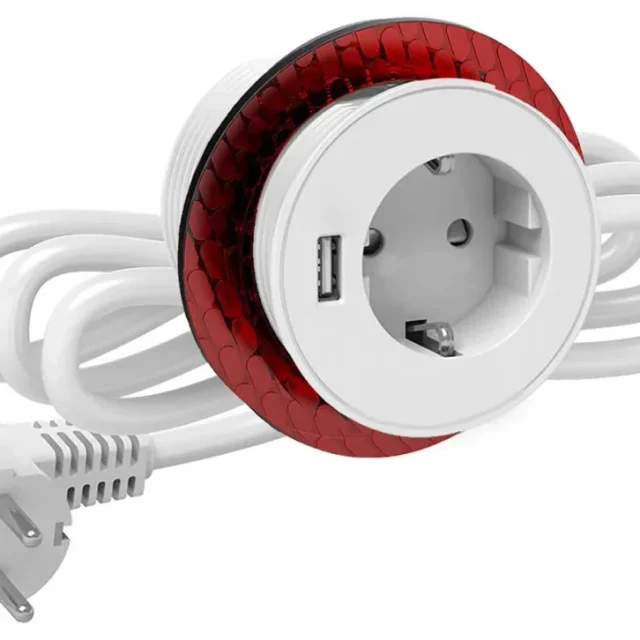 Elko EKO04462 Bordsuttag Schuko + USB Vit