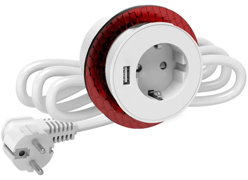 Elko EKO04462 Bordsuttag Schuko + USB Vit