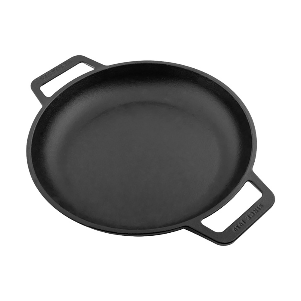 Stekpanna gjutjärn platt två handtag enameled, Ø25 cm