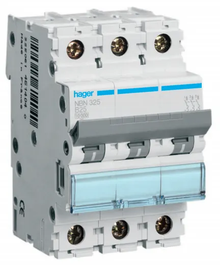 Hager NBN320 Dvärgbrytare 3-polig, 10kA, B-karakteristik 20A - Bild 2