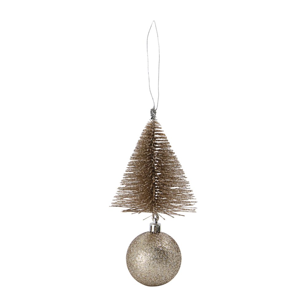 Tree & bell julhänge 15 cm, Sand