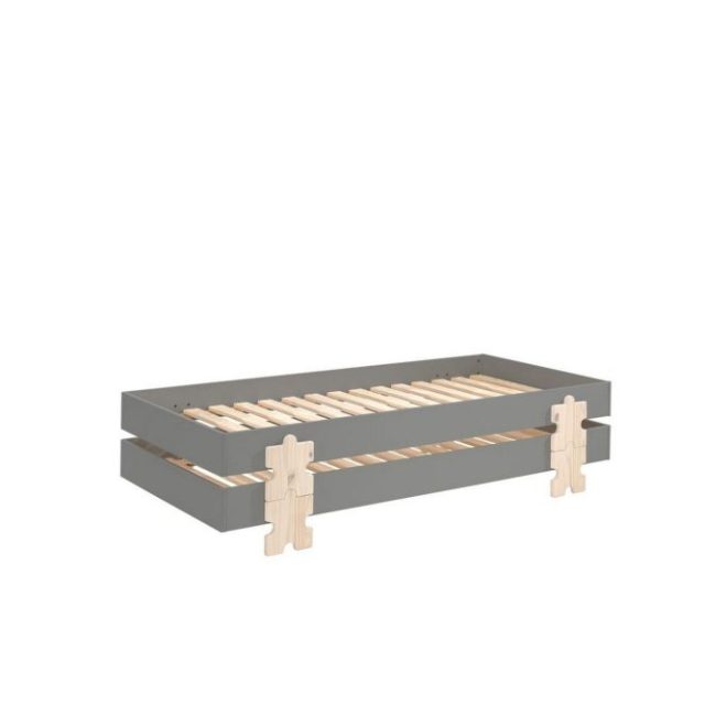 Säng Modulo med pusselbitarfötter Grå, 2