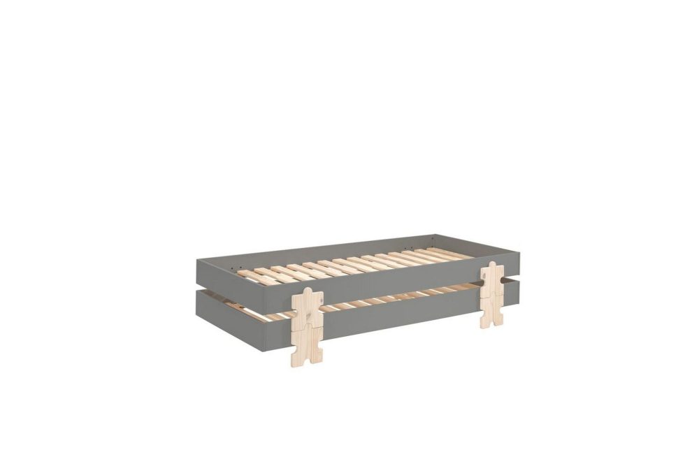 Säng Modulo med pusselbitarfötter Grå, 2