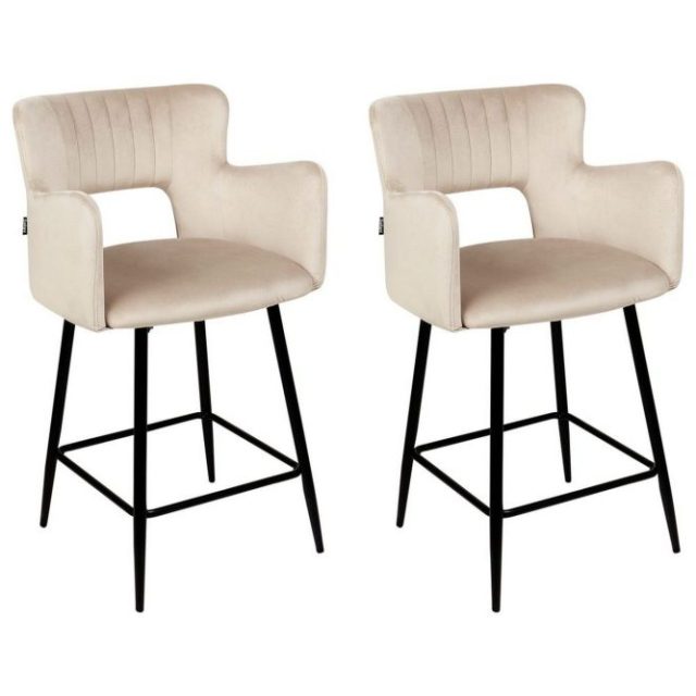 Barstol Sanilac set om 2 Taupe-Svart