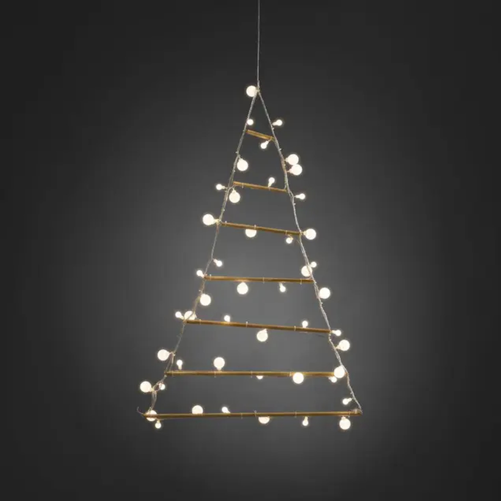 Träpyramid Bollar 48 Varmvita LED 90x60cm IP20 Naturlig Konstsmide