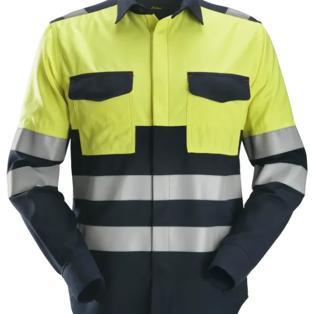 Snickers Workwear 8563 ProtecWork Svetsskjorta varsel, gul/marinblå 3XL