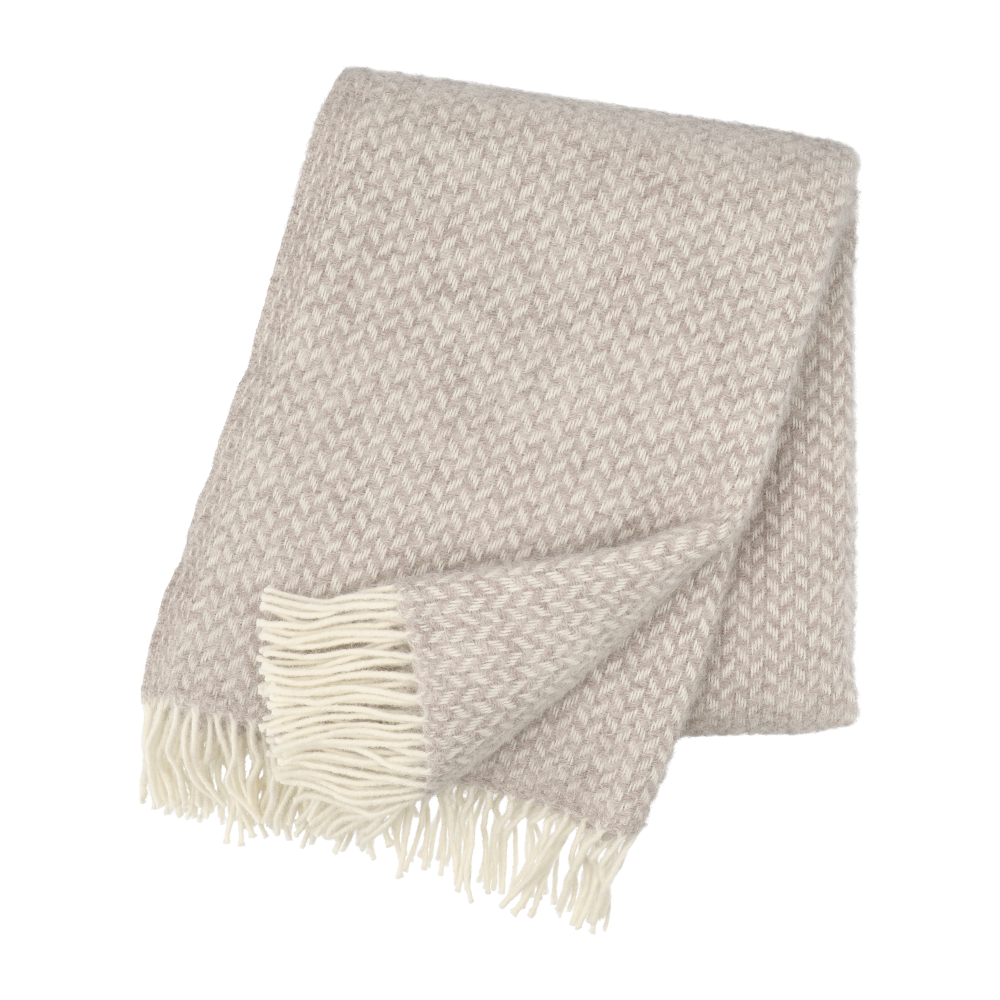 Polka ullpläd, Beige