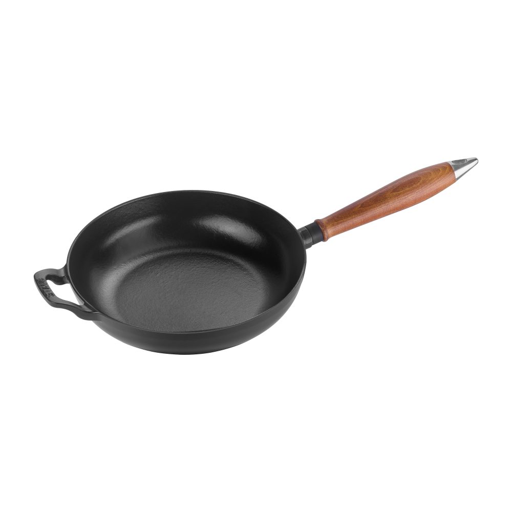 Vintage stekpanna med trähandtag Ø24 cm, Svart