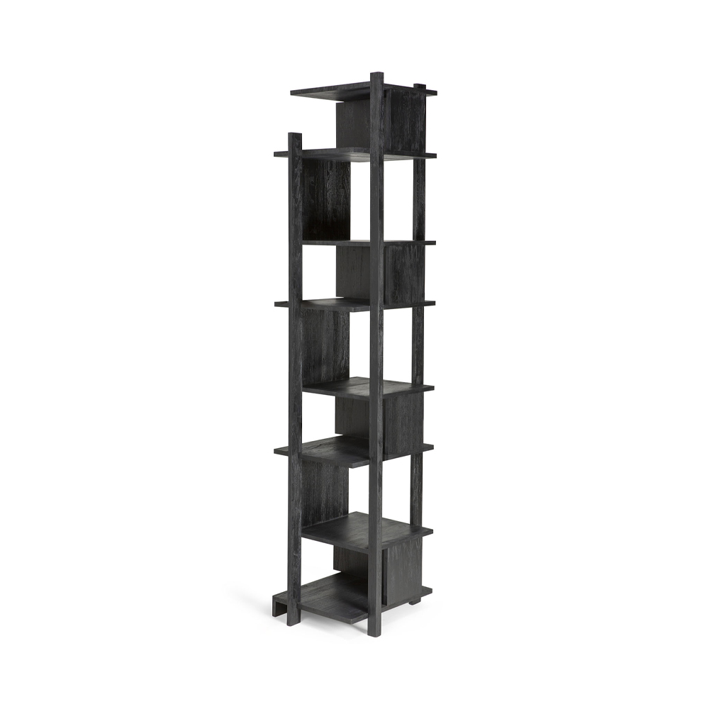 Abstract Column hylla, Svart teak 203x49 cm