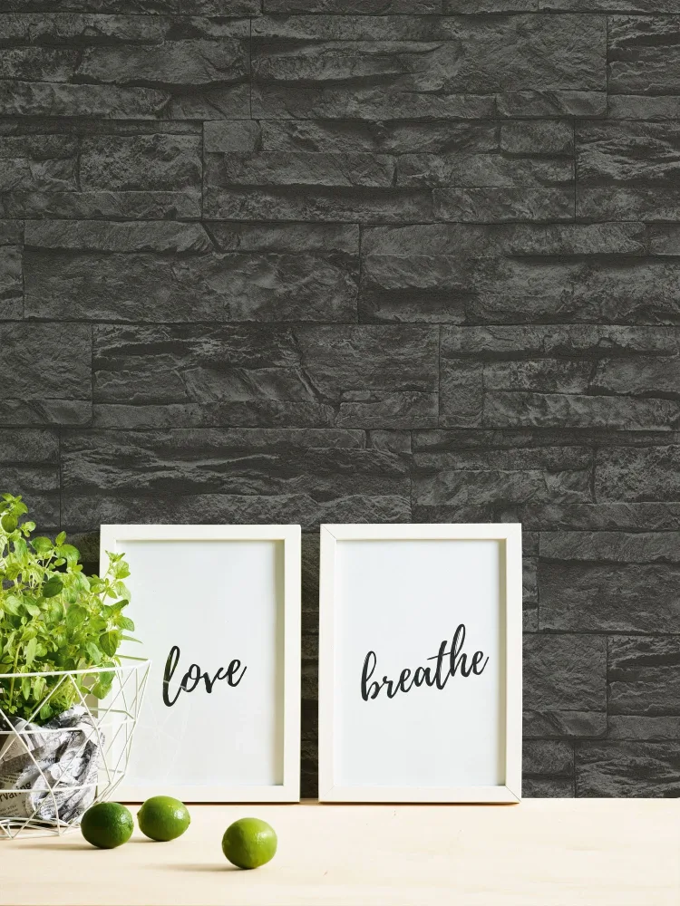 Living Walls Best of Wood´n Stone III T7123 Tapet grå/svart