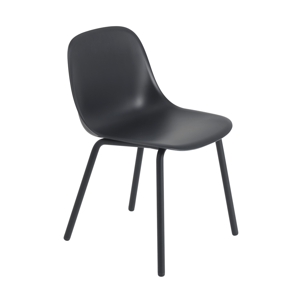 Fiber Outdoor side chair stol med stålben, Anthracite black