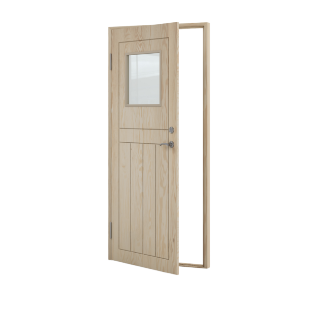 KALLFÖRRÅDSDÖRR 90X200 H CELLO GLASFÖNSTER OBEHANDLAD