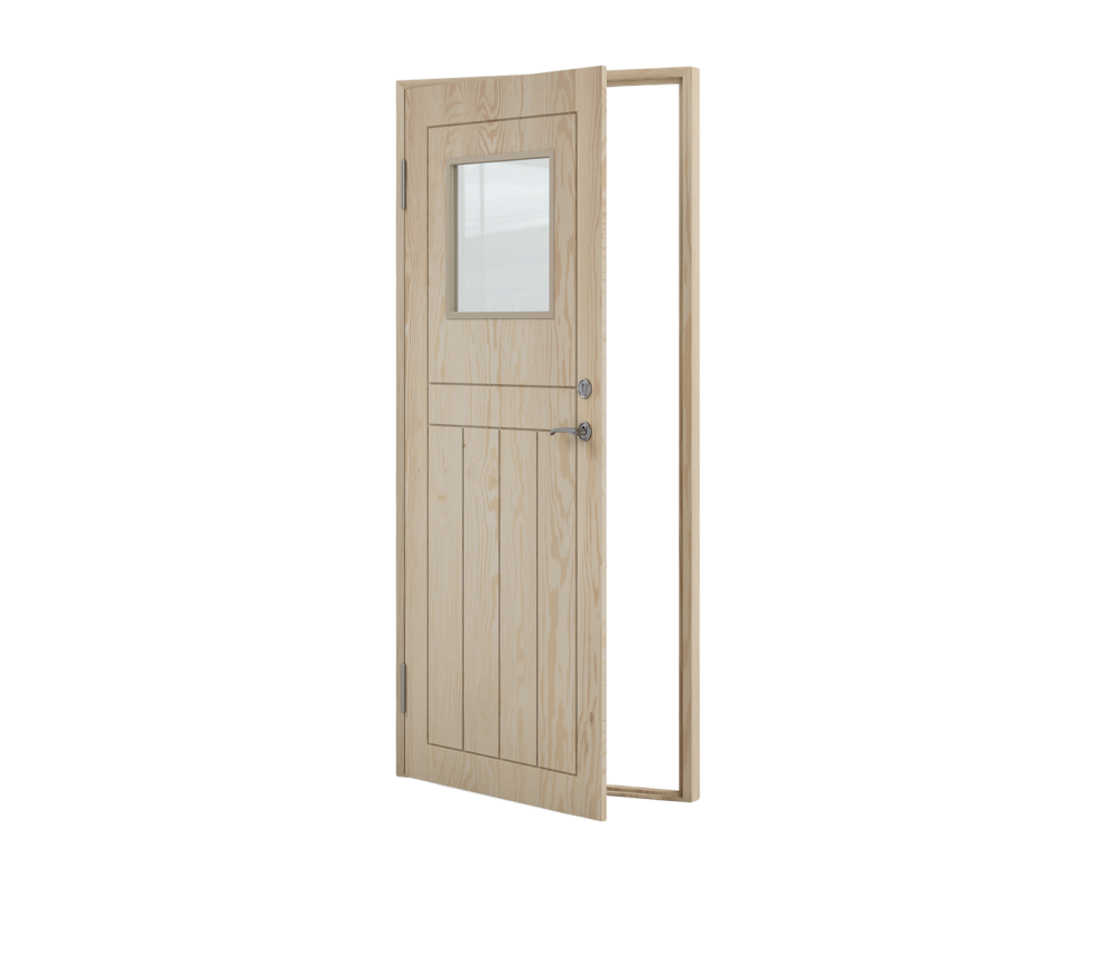 KALLFÖRRÅDSDÖRR 90X200 H CELLO GLASFÖNSTER OBEHANDLAD