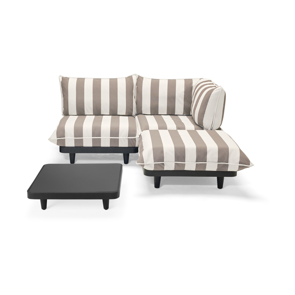 Paletti set medium soffa 3-sits höger inkl bord, Stripe cacao