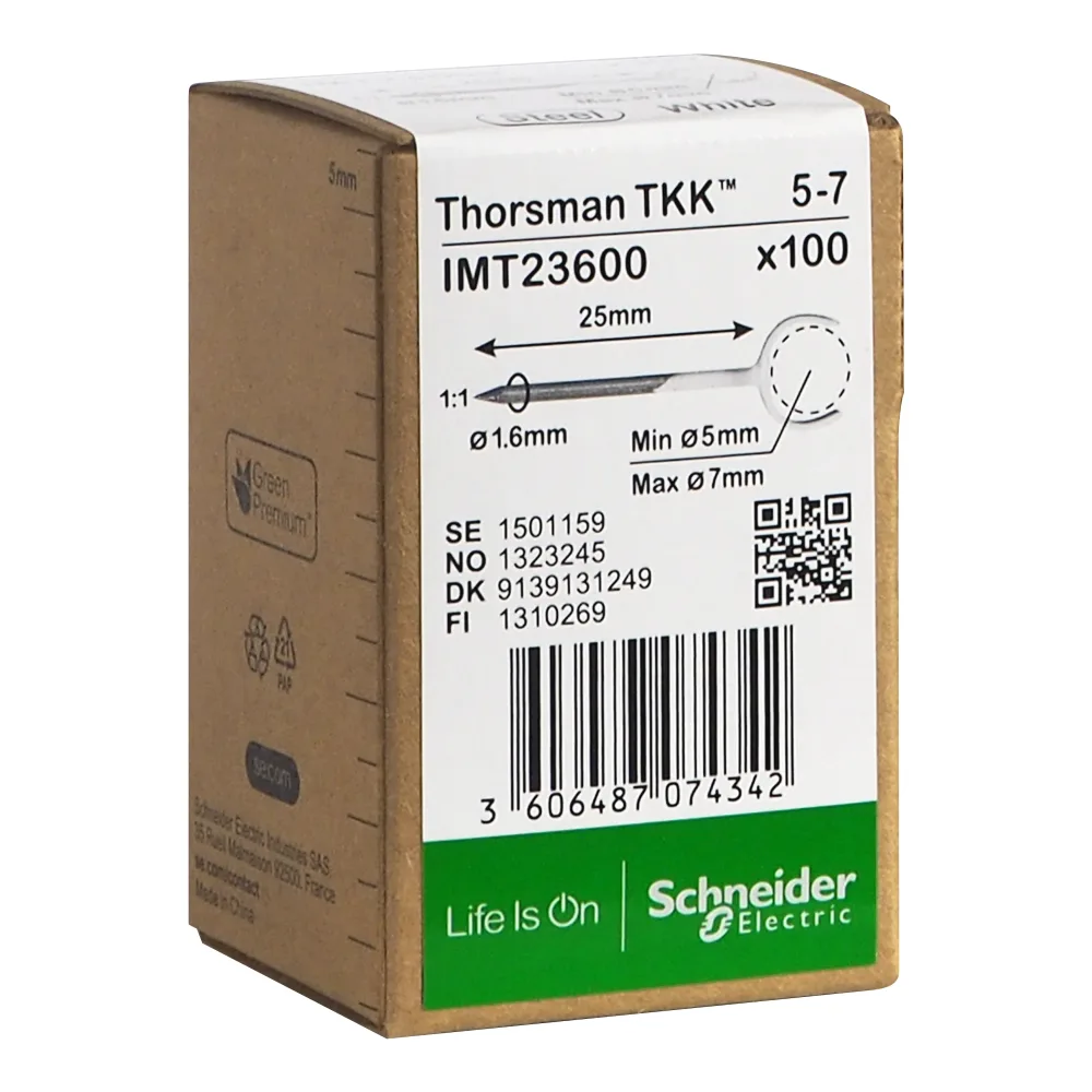 Schneider Electric IMT23620 Klammer spik, 100-pack, rund kabel 8-12, 2,1x18 mm
