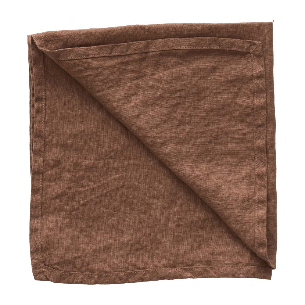Washed linen tygservett 45x45 cm, Amber (brun)