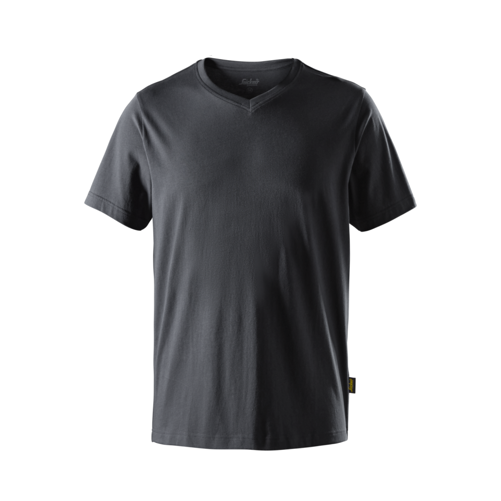 T-SHIRT V-RINGAD STÅLGRÅ STL 5XL