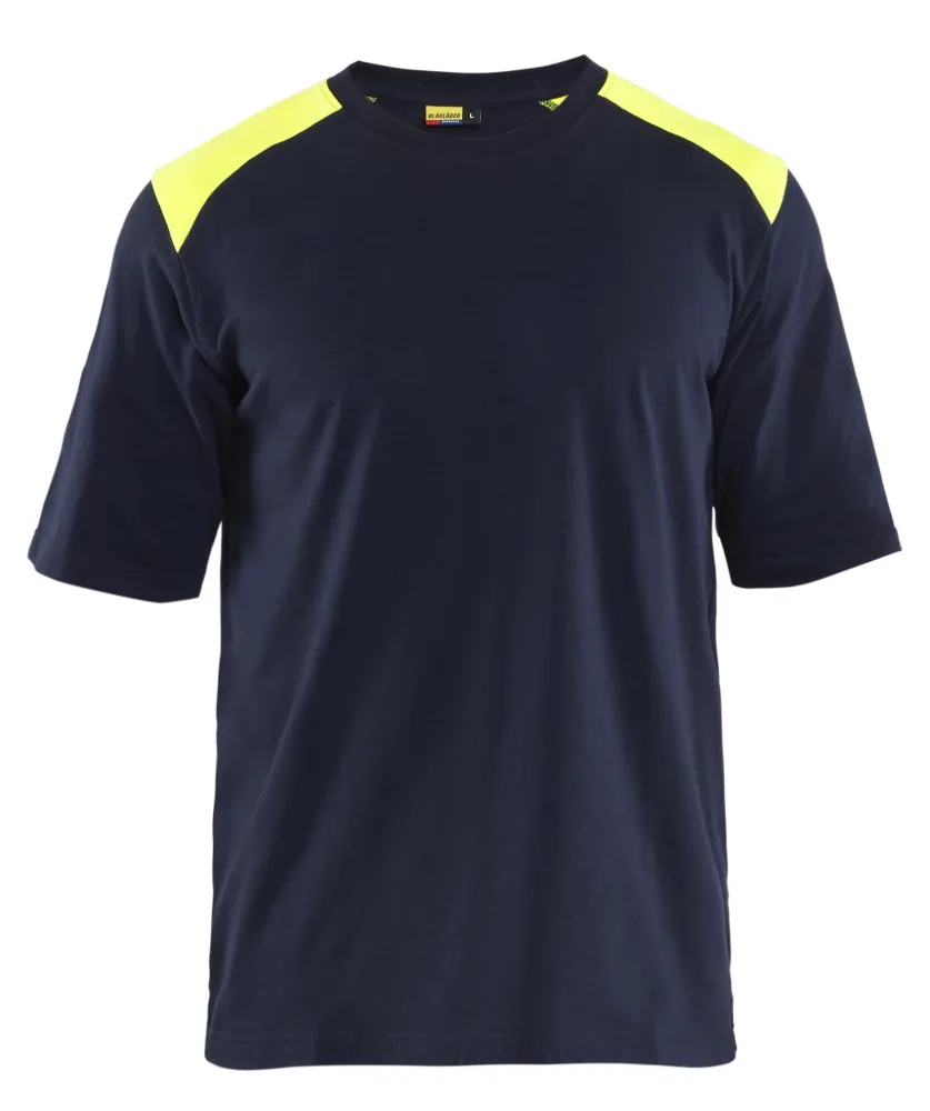 Blåkläder 347617378933XXL T-shirt marinblå/gul, flamskydd XXL