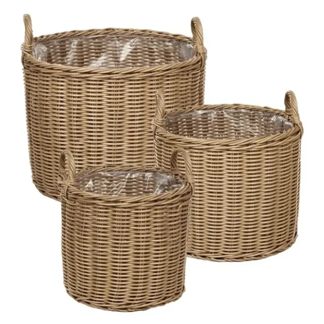 Trädgårdskruka Pendula set om 3 Naturlig