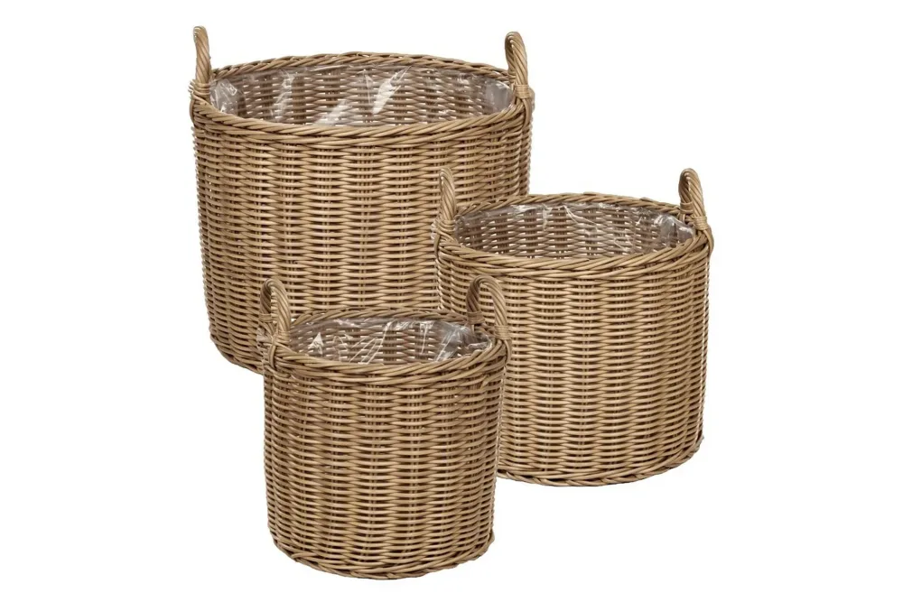 Trädgårdskruka Pendula set om 3 Naturlig
