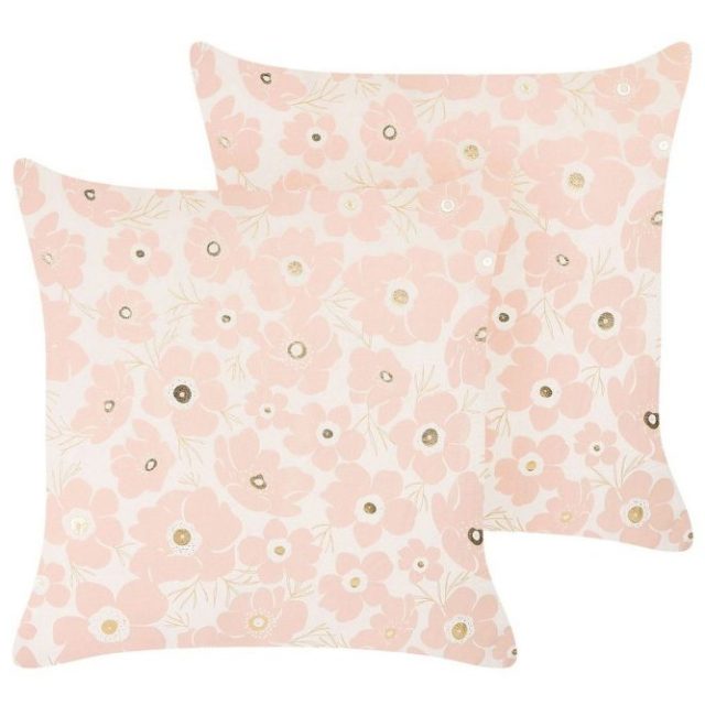 Prydnadskuddar Triteleia set om 2 Rosa/guld/beige