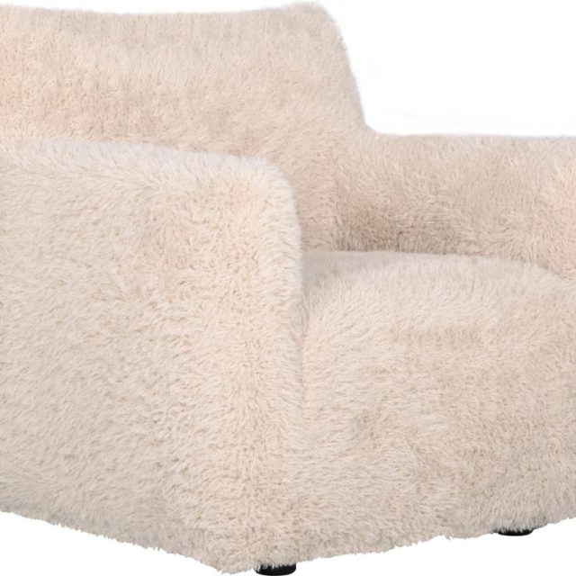 Fåtölj fluffig beige tygklädsel