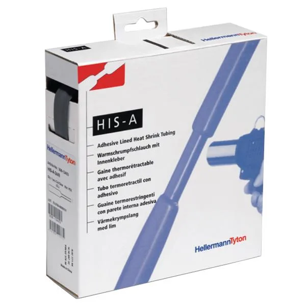 Hellermann Tyton 308-12400 Krympslang med lim, 3:1, svart 24/8 mm, 3 m