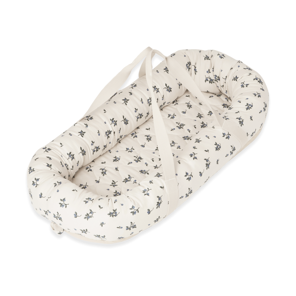 Blueberry satin quiltad babynest, 43x87x16 cm