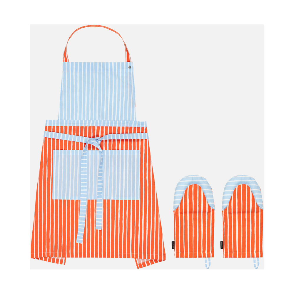 Piccolo textilset 3 delar, White-tomato red-light blue