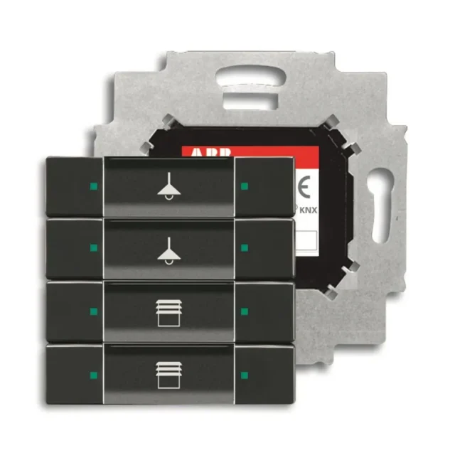 ABB Impressivo 6117-0-0221 Tryckknapp 4-polig knapp, med busskopplare, KNX Antracitgrå