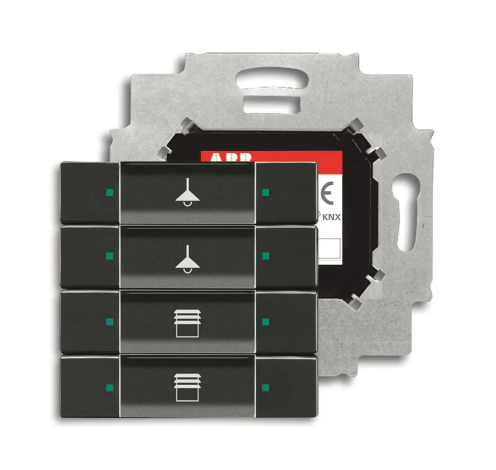 ABB Impressivo 6117-0-0221 Tryckknapp 4-polig knapp, med busskopplare, KNX Antracitgrå