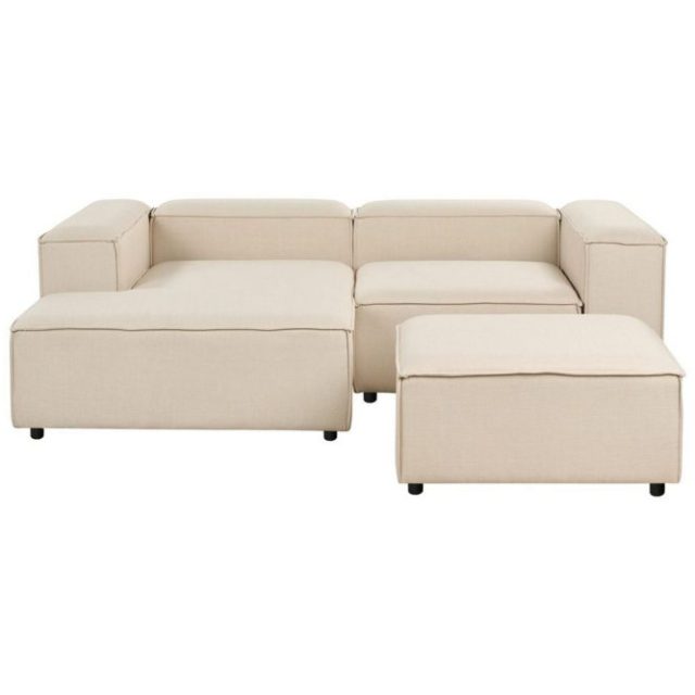 Hörnsoffa (H) med fotpall Ardal Beige/svart
