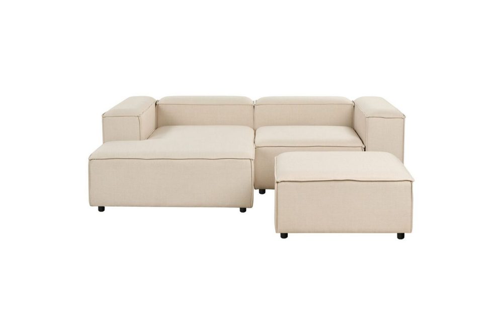 Hörnsoffa (H) med fotpall Ardal Beige/svart