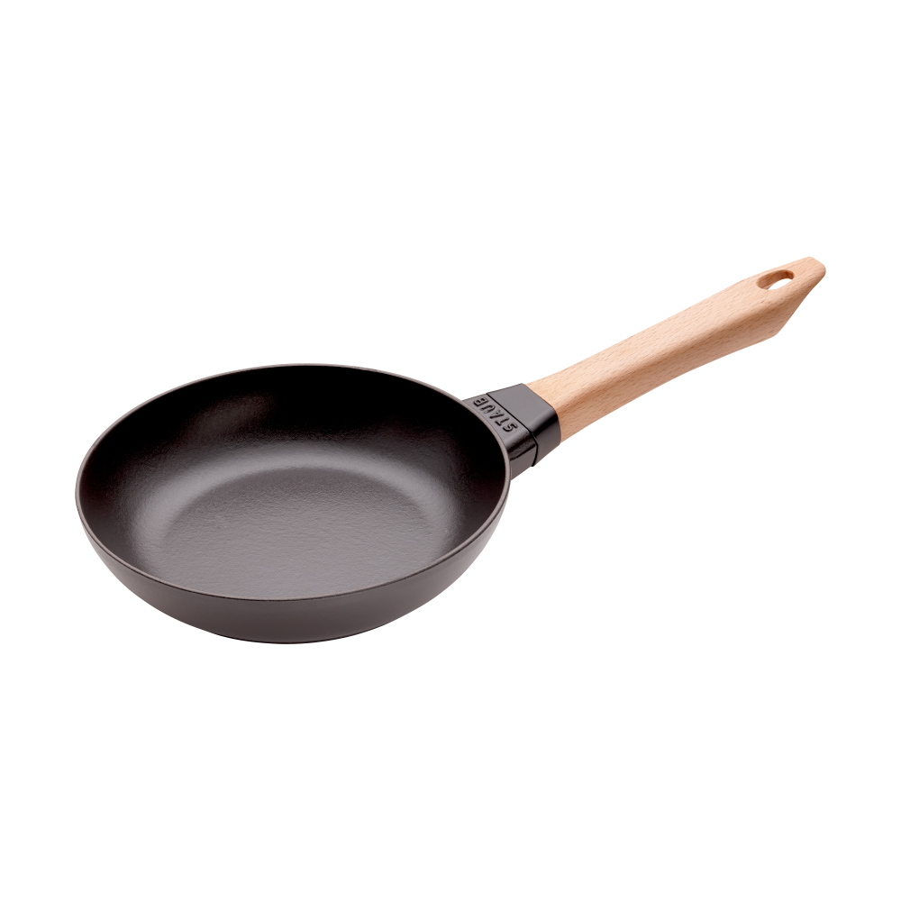 Staub stekpanna gjutjärn svart ljust trähandtag, Ø20 cm