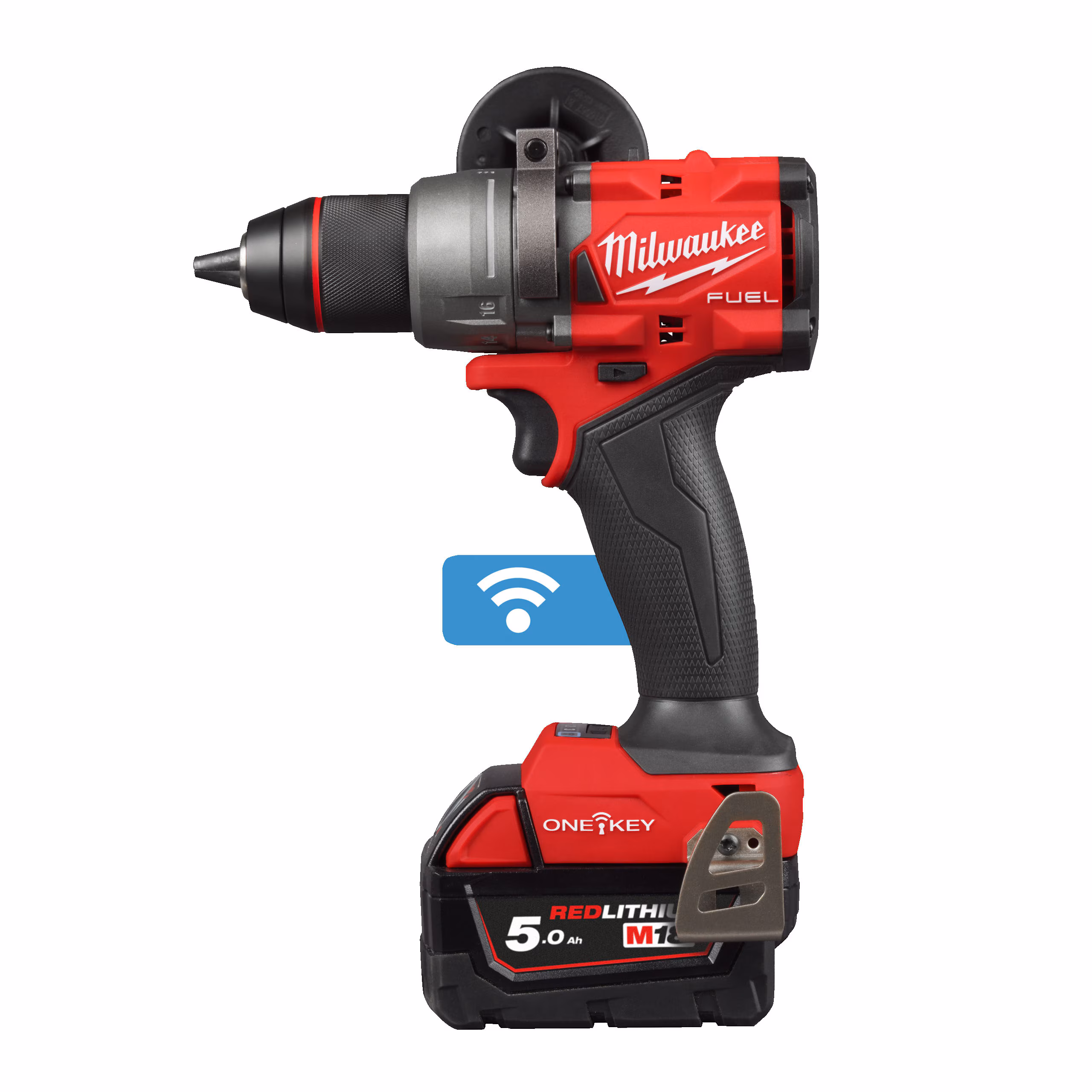 Kjøp Milwaukee Bor- og skrutrekkemaskin, M18 ONEDD3-502X, inkl. 2x5 Ah batterier og lader.