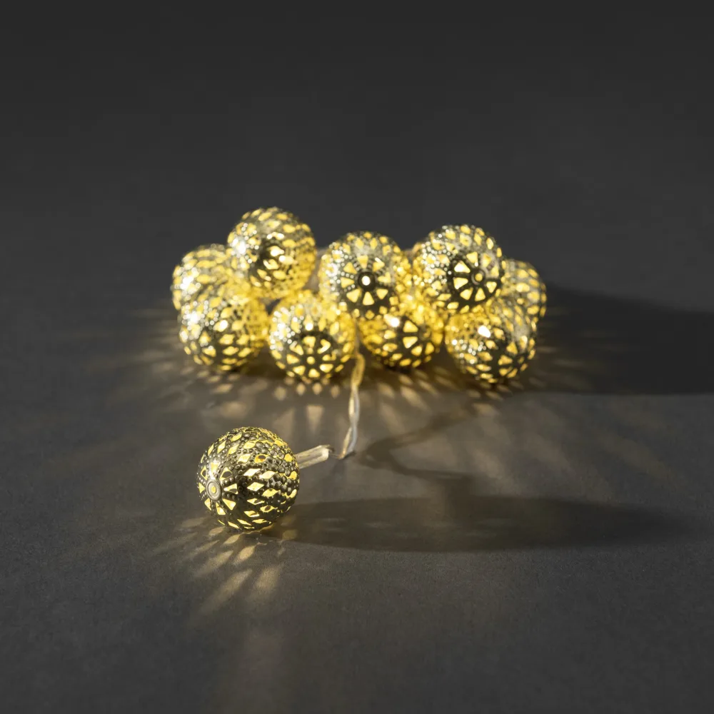 Konstsmide 3188-803 Ljusslinga 10 metallbollar Guld