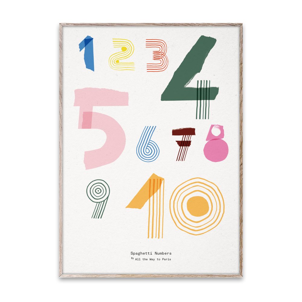 Spaghetti Numbers poster, 50x70 cm