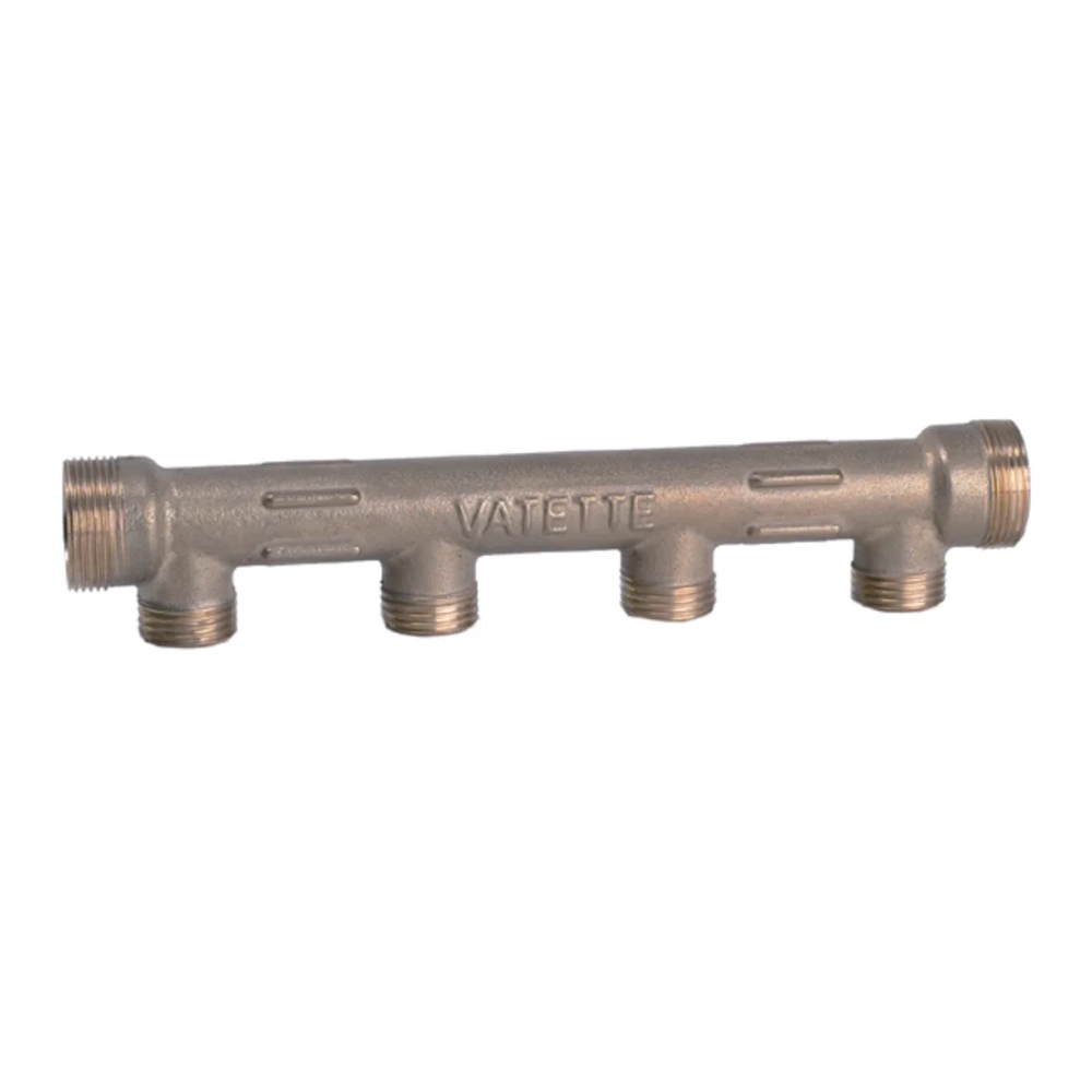 Fördelare 4 Rör G15x22mm Mässing Vatette