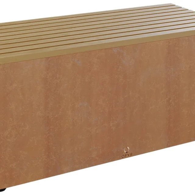 OFYR Garden Bench Corten Trädgårdsbänk teak-träplanka Cortenstål