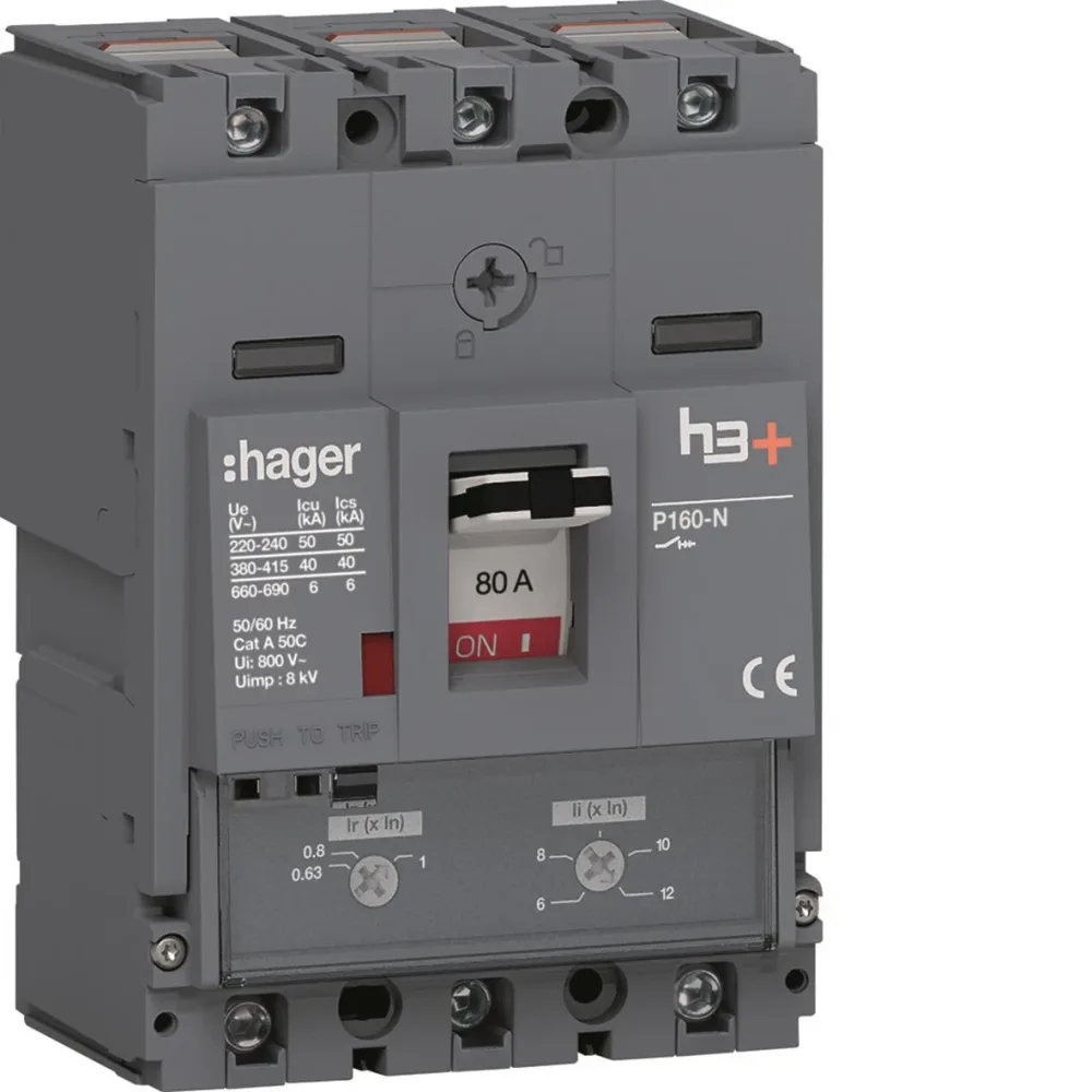 Hager HNS080DC Effektbrytare H3+, 40kA