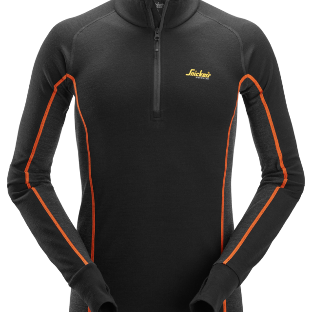 UNDERSTÄLLSTRÖJA SNICKERS WORKWEAR HALV ZIP, SVART STL S