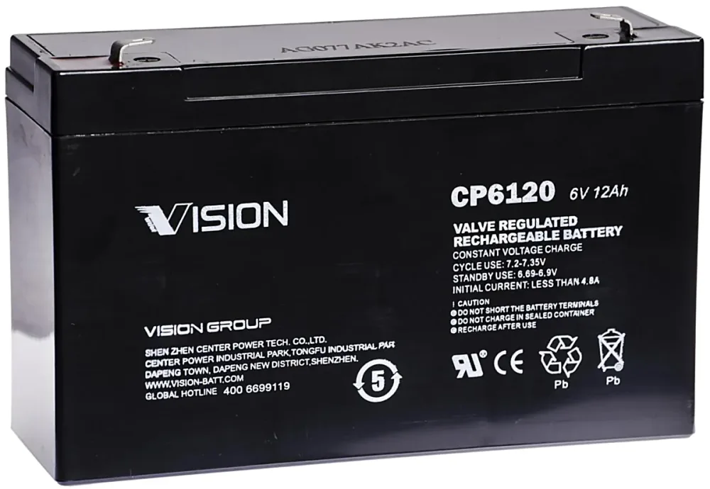 Vision CP6120 Batteri 6V, 12 Ah