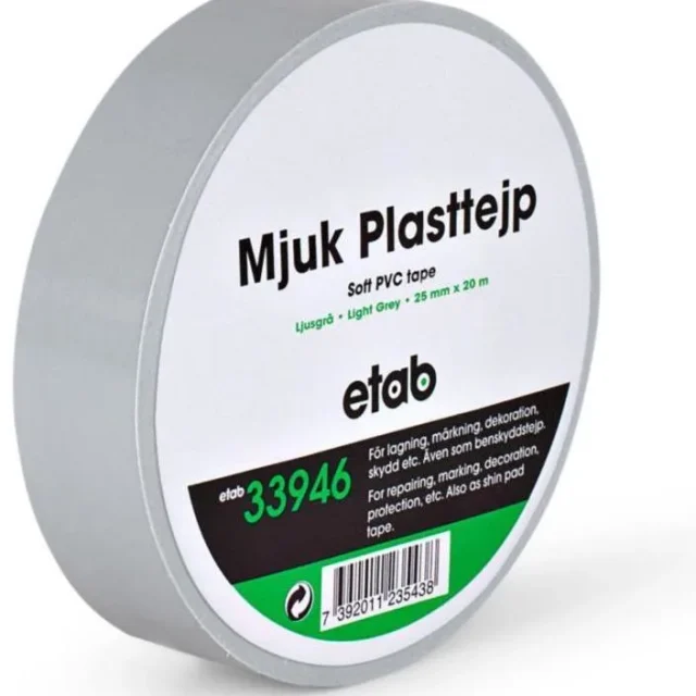 etab 33946 Plasttejp mjuk, PVC, 10 m, ljusgrå 50 mm