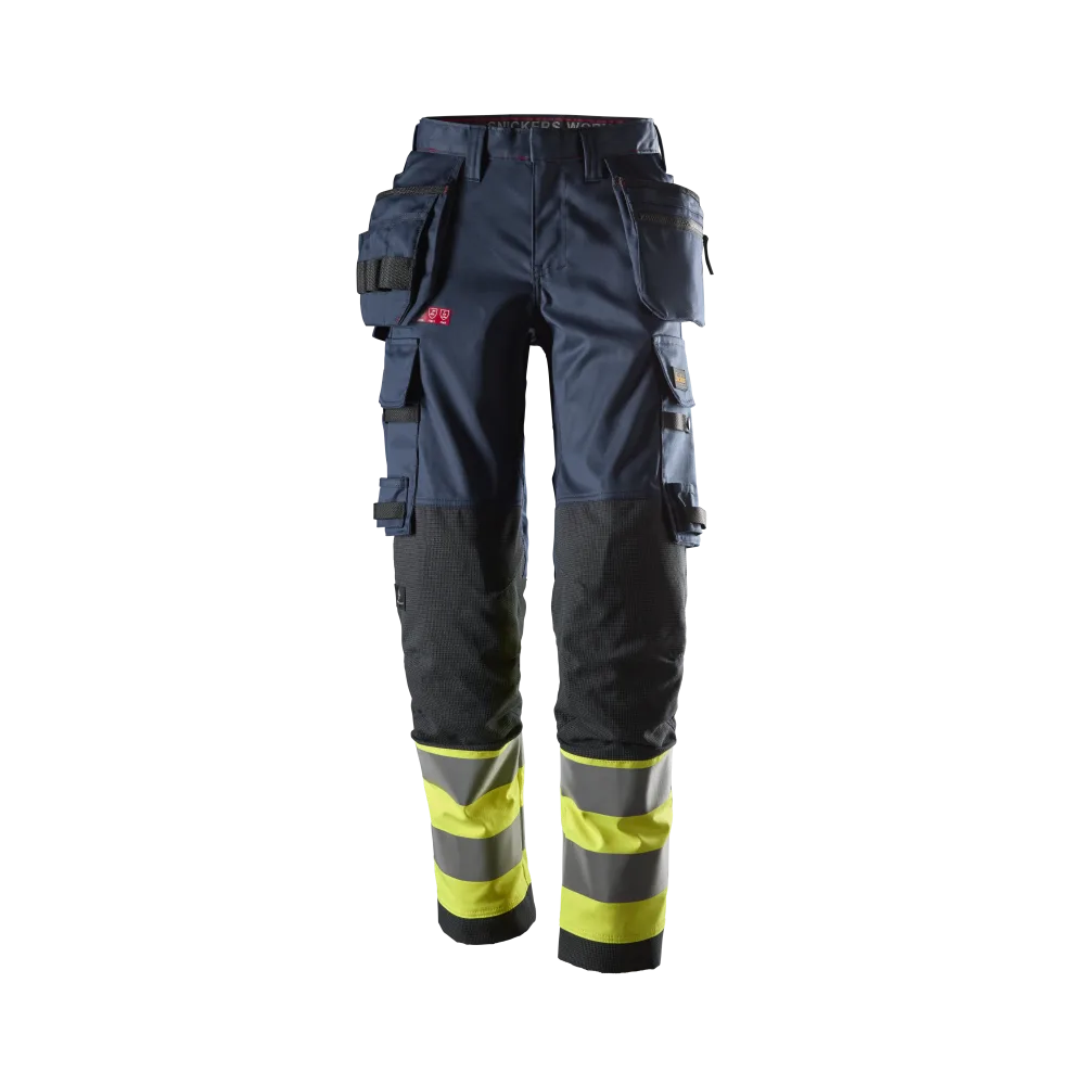 Snickers Workwear ProtecWork 6767 Varselbyxa varsel, marinblå/gul, dam, klass 1, flamskydd 50