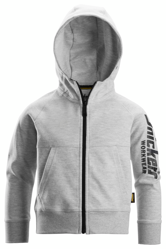 HUVTRÖJA SNICKERS WORKWEAR LOGO ZIP JUNIOR, GRÅMELERAD STL 134/140