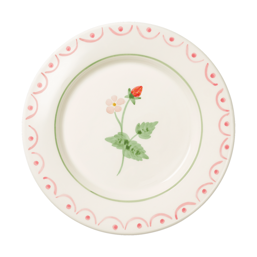 Cottage flower Wild Strawberry salladstallrik, Red, 22 cm